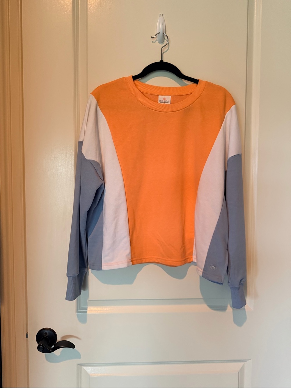 Colorblock Crewneck Sweatshirt - Orange/Gray/White
